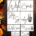 Halloween Stencils for Door Mats Welcome Ghost Stencil Reusable Stay Spooky Halloween Stencils for Painting on Wood Sign Doormats Fabrics DIY Crafts Decor