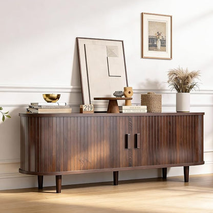 58" Mid Century Modern TV Stand, Wood TV Consoles - Image 8