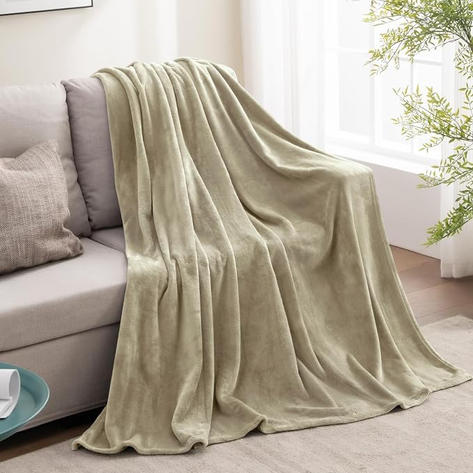 BEDELITE Fleece Blanket Soft Plush Twin Size Blanket Linen Brown 60"x80" | - Image 6