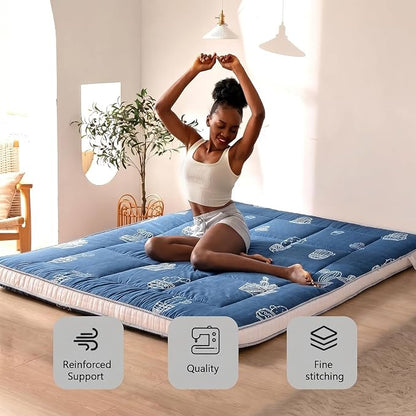 MAXYOYO Grey Cactus Pattern Full Size Futon Mattress, Quilted Bed Mattress - Image 6