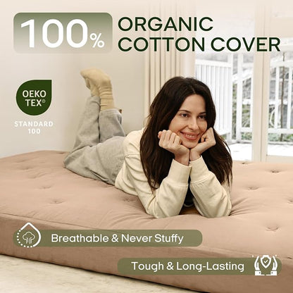 ZonLi Japanese Floor Futon Mattress Twin Size 39"x 75", 100% Cotton Cover 6'' - Image 3
