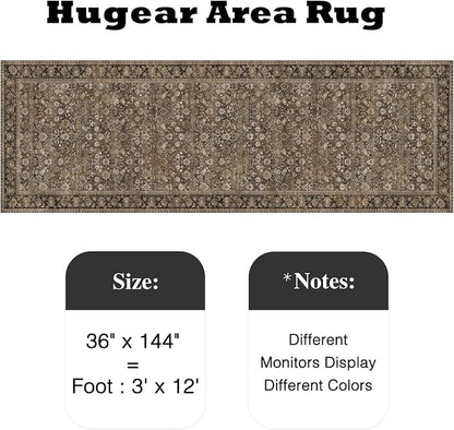 3x12 Brown Vintage Floral Washable Runner Rug - Image 2