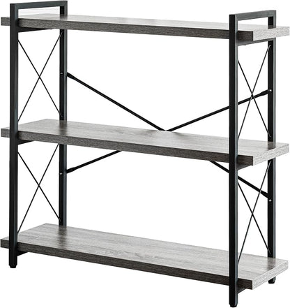 HCHQHS Bookshelf, 3-Tier Industrial Bookcase, Rustic Open Book Shelf, by HCHQHS