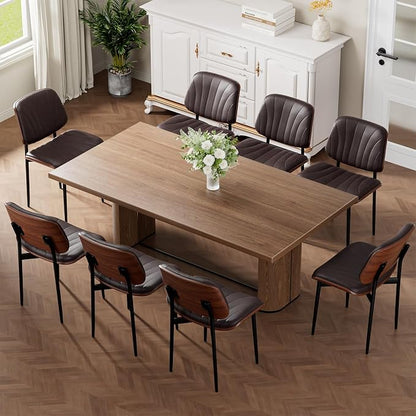 REONEY Dining Chairs Set of 8, Mid-Century Modern Upholstered PU Leather Chairs by REONEY