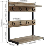 IBUYKE Rustic Coffee Mug Holder Stand, 2 Tier Countertop Mug Tree Holder Rack with Storage Base, Vintage Mug Holders for Kitchen, Holds 8 Mugs, Beige UTBJ002Y