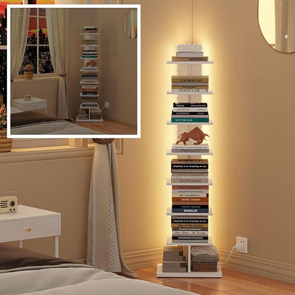 TUTOTAK Narrow Bookshelf, 8-Tier Bookcase - Image 8