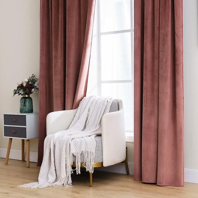 MIULEE Velvet Curtains 52x72 inches 2 Panels Dusty Rose Pink Curtains | Luxury - Image 7