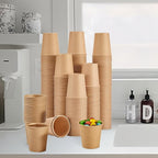 400 Pack 3 oz Kraft Paper Cups, Disposable Bathroom Cups, Mini Mouthwash Cups, Hot/Cold Beverage Drinking Cup for Gargle Espresso Juice Medicine (Brown)