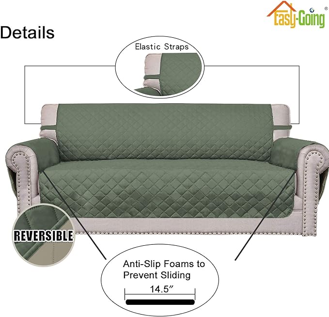 Easy-Going Reversible Couch Cover, 3 Cushion Sofa, Washable Slipcover - Image 3