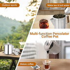 No Coating 12 Cup Percolator Coffee Pot 304 Stainless Steel Moka Pot Stovetop Espresso Maker Italian Greca Cuban Machine 2200ml 74.4oz Suitable for Gas Induction Stovetop Camping Kettle