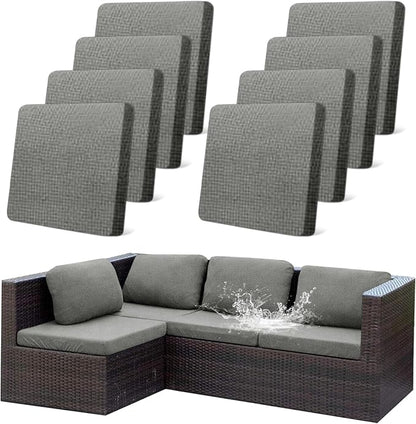 CALBODE 8Pcs Outdoor Stretch Cushion Covers, Waterproof Outdoor Chair Cushion by CALBODE