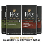 Peet's Coffee, Dark and Medium Roast Signature Blend Espresso Capsules, Compatible with Nespresso Original Machines - Variety Pack 40 Count (4 Boxes of 10 Espresso Capsules)