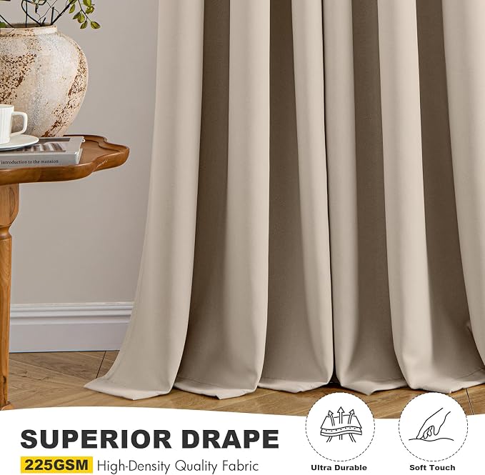 MIULEE Blackout Curtains for Bedroom 2 Panels 40 x 54 Inch Long Taupe | Thermal - Image 5