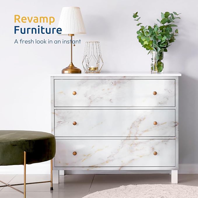 rabbitgoo Glossy Marble Contact Paper Peel and Stick Wallpaper 35.4" x 78.7" - Image 3