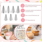 7 Pcs Small Round Piping Tips Set, Stainless Steel Cake Frosting Nozzles Professional Cake Decorating Tips Cupcake Icing Supplies for Baking Cookies Fondant Cream Bag Filler