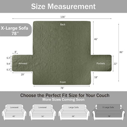 Olive Green Quilted Couch Cover - Image 6