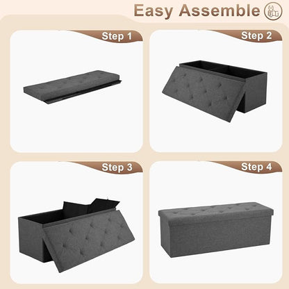 43 inch Storage Ottoman Bench, 30 inch Folding Storage Bench Ottoman, - Image 6
