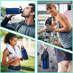 Stainless Steel Water Bottles 32oz - with Paracord Handle, Straw/Spout Lid, Carrying Case & Protective Boot, Leak Proof Double Wall Vacuum Insulated Bottle Keep Cold 48H & Hot 24H
