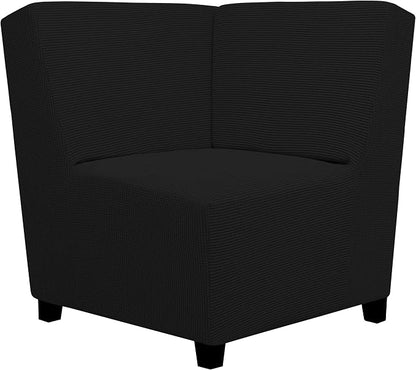 Easy-Going Stretch Soft Sectional Corner Sofa Couch Slipcover Black | 1-Piece by Easy-Going