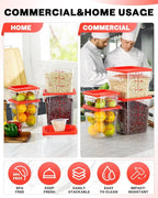 4QT NSF Food Storage Containers with Lids: 4 PCS [Total Food Grade][Hot&Cold Resistant] Commercial Clear Food Storage Containers for Restaurant Kitchen Proof Dough, Measuring Spoons Included(Red)