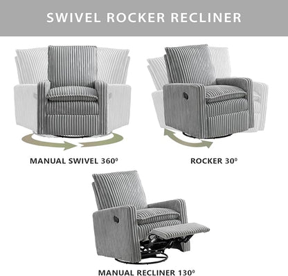 Oxford Baby Uptown Upholstered Glider Recliner Rocking Chair 360° Swivel - Image 3