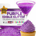 Bulk 20g Purple Edible Glitter for Drinks | Premium Edible Glitter for Cakes, Cocktails, Purple Cake Decorating Decorations Food Grade, Vegan, Kosher, Halal, Gluten Free - Made in USA