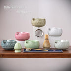 Matcha Whisk Set, Ceramic & Bamboo, 7 Pcs, White, Includes Bowl, Whisk, Holder, Scoop, Rest, Sifter, Tea Towel
