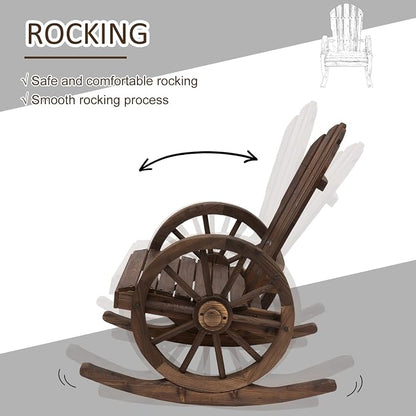 Outsunny Wooden Rocking Chair, Adirondack Rocker Chair w/Slatted Design and - Image 4