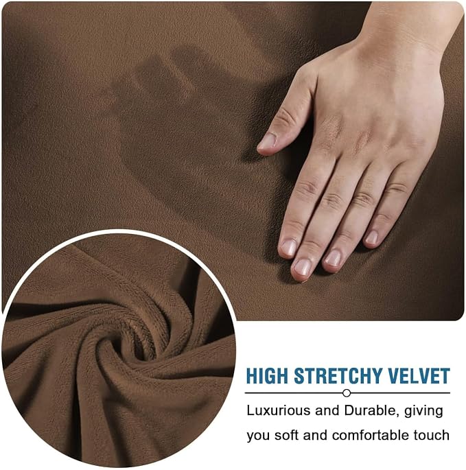 H.VERSAILTEX Velvet 4 Piece High Stretch Sofa Slipcover Cover Furniture - Image 5