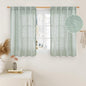 Short Linen Window Curtains 40 Inch Length 2 Panels, Light Sage | Semi Sheer by LAMIT