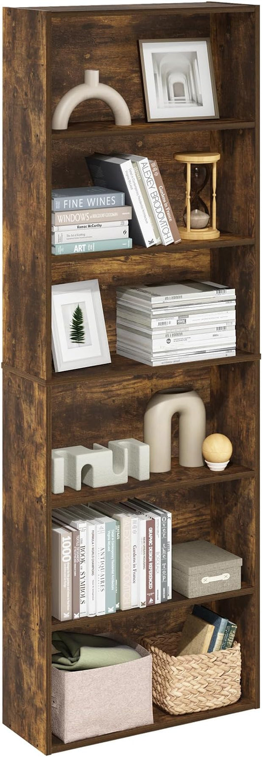 Furinno Jaya Simply Home Free Standing 6-Tier Open Storage Bookcase, Amber Pine by Furinno-FitsYourSpaceFitsYourBudget