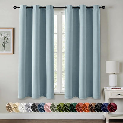 MIULEE Blackout Curtains for Bedroom 2 Panels 40 x 63 Inch Long Slate Blue | by MIULEE