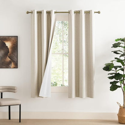 NICETOWN 100% Blackout Linen Texture Curtains 72 inches Long, 2 Panels by NICETOWN