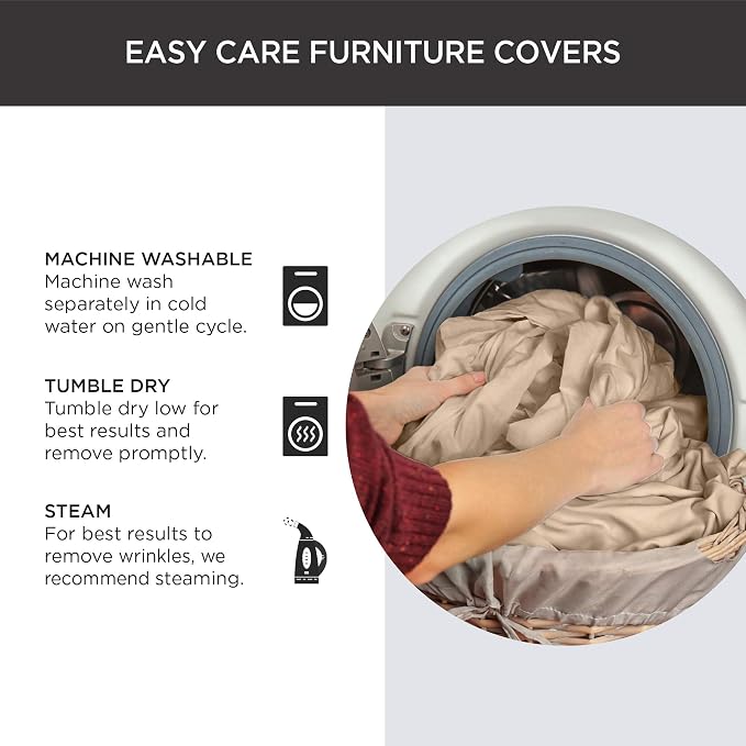 SureFit Cotton Duck Loveseat Box Cushion One Piece Slipcover, Furniture Cover - Image 6