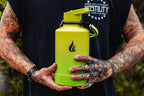 HYDRO CELL Stainless Steel Insulated Water Bottle with Straw - For Cold & Hot Drinks - Metal Vacuum Flask with Screw Cap and Modern Leakproof Sport Thermos for Adults (Neon 64oz)