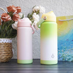 BJPKPK Water Bottle with Straw Lid, 32oz Vacuum Insulated Water Bottles, Metal Stainless Steel Thermos for Sports, Travel, BPA Free Leak Proof Thermos, Cups, Flasks, Tumblers,Sea Salt