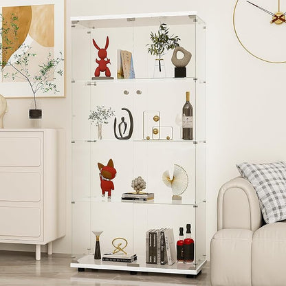 Display Cabinet with Glass Door and Lock, 4-Shelf Fast Installation in 30 Mins by glassdisplaycabinet