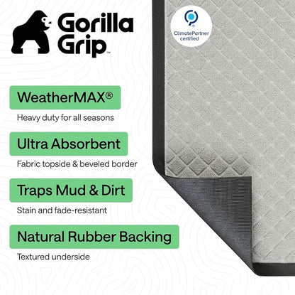 GORILLA GRIP 100% Waterproof All-Season WeatherMAX Doormat US Designed Natural - Image 2