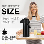 Updated Airpot Coffee Dispenser with Pump, 64 OZ Insulated Thermal Coffee Carafe for Keeping Hot - Cold Water, Party Chocolate Drinks & Stainless Steel Thermos Urn Large Thermal Hot Drink (Black)