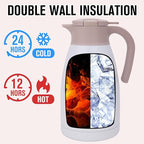 GiNT 2.2L / 74Oz Thermal Coffee Carafe, Insulated Stainless Steel Coffee Carafes for Keeping Hot/Double Walled Vacuum Thermal Carafe (White)