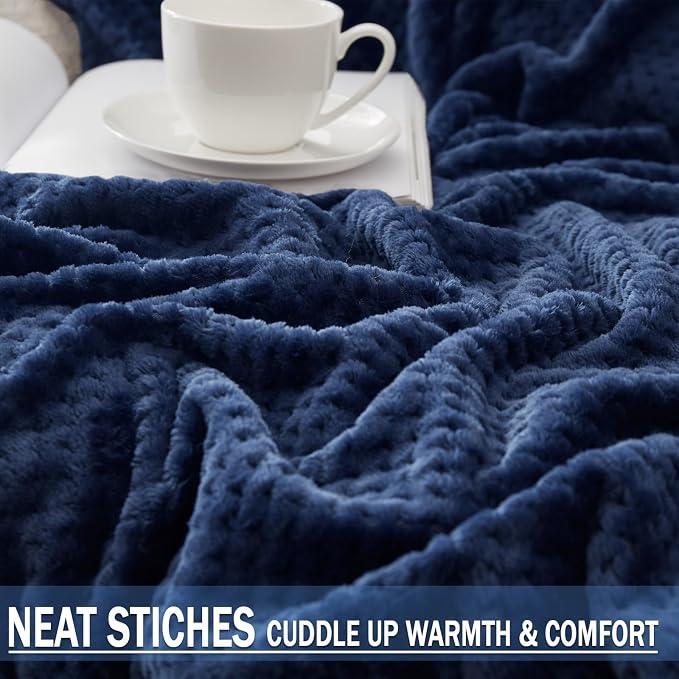Exclusivo Mezcla Soft Waffle Fleece Bed Blanket King Size, Cozy Flannel - Image 6