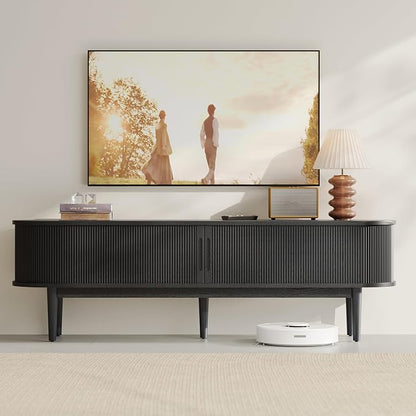 LINSY HOME 70" Fluted TV Stand for TVs up to 80 Inch, Mid Century Modern by LINSYHOME