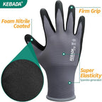 12 Pairs Work Gloves for Men and Women, Nitrile Coated Safety Protective Gloves with Grip, Ideal for Gardening, Warehouse, Mechanic, Light Duty Construction Work,Large