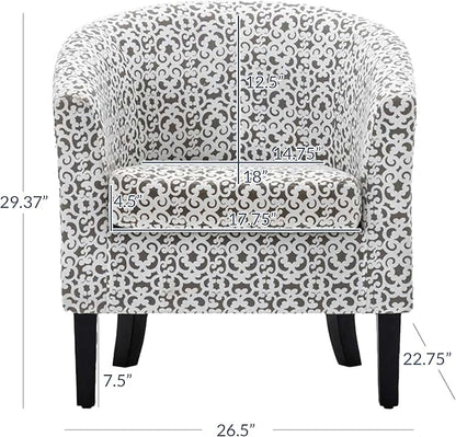 BELLEZE Accent Barrel Chair Set of 2, Linen Round Chair Club Tub Sofa Corner - Image 3