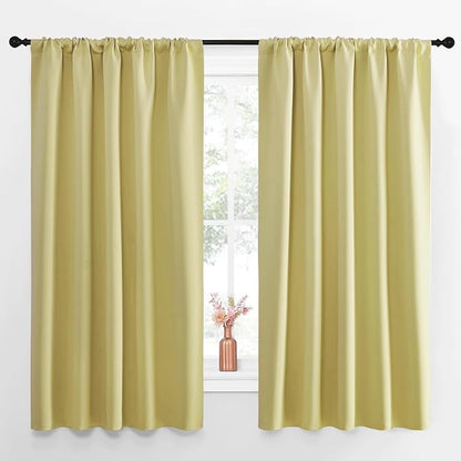 NICETOWN Blackout Curtains for Living Curtains, Paler Yellow, 52 by 63 Inch by NICETOWN
