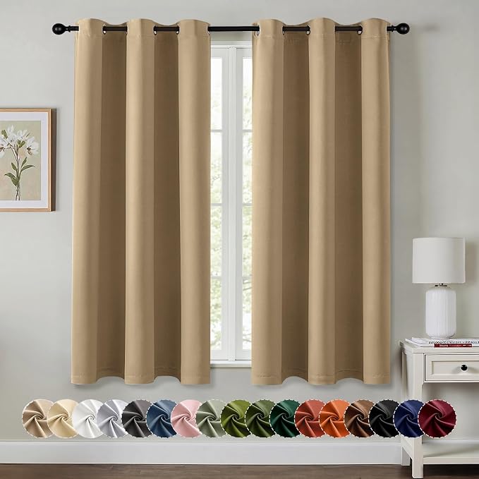 MIULEE Blackout Curtains for Bedroom 2 Panels 40 x 63 Inch Long Taupe Brown | by MIULEE