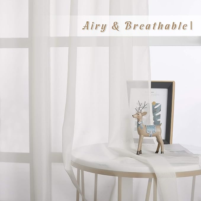 NICETOWN Voile Sheer Curtains for Bedroom Windows, Grommet Top Elegant - Image 3