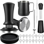 Gmnuiy22 PCS 51mm Coffee Tamper ，Espresso Accessories，Barista Kit with Espresso Tamper ，Frothing Pitcher，WDT Tool，Coffee Stirrer，Tamper Mat ，Coffee Stencils ， Latte Art Pen