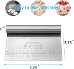 Pro Dough Pastry Scraper/Cutter/Chopper Stainless Steel Mirror Polished with Measuring Scale Multipurpose- Cake, Pizza Cutter - Pastry Bread Separator Scale Knife 2PCS