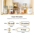 192pcs Removable Bottle Labels Waterproof Self-Adhesive Kitchen Home Edit Food Label Stickers with Gold Border for Food Containers Mason Jars Storage Bins Daycare Organization,with Marker Pen